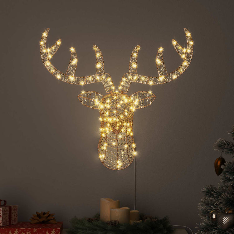 VidaXL traîneau à tirer en forme de renne avec 140 LED blanc chaud 68 x 36,5 x 62,5 cm