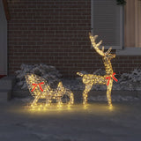 VidaXL traîneau à tirer en forme de renne avec capuchon 200 LED blanc chaud 70 x 26 x 129 cm - afbeelding 3