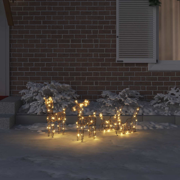 Vidaxx traîneau à tirer en forme de renne avec 160 LED blanc chaud 53 x 28 x 33 cm en rotin