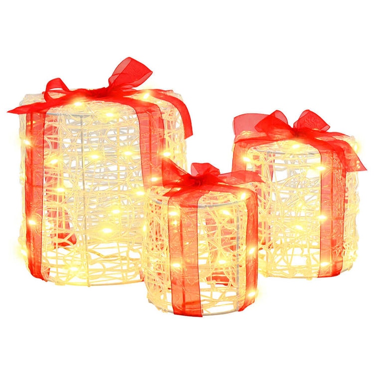 Vidaxx décoration pour coffret cadeau 3 pcs blanc chaud 20 x 20 x 21 cm acrylique