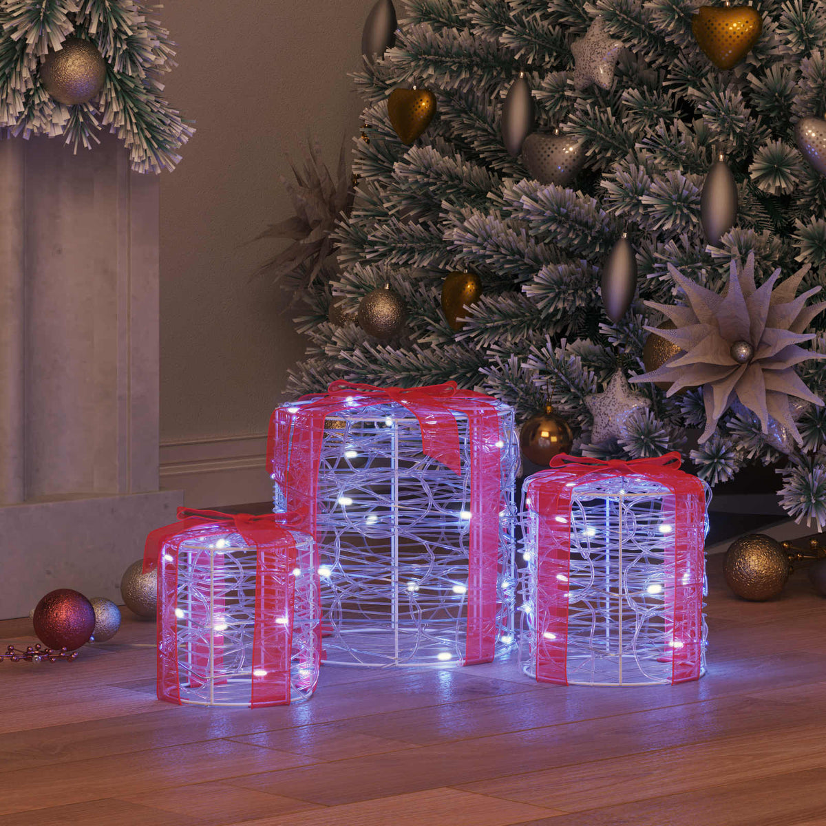 Vidaxx décoration pour coffret cadeau 3 pcs blanc froid 20 x 20 x 21 cm acrylique