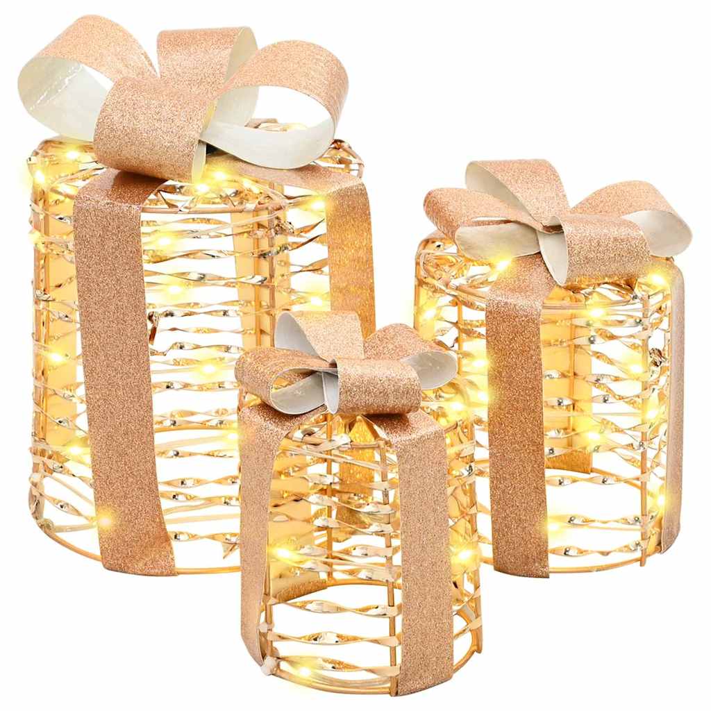 Vidaxxl coffret cadeau décoration 3 pcs blanc chaud 20 x 20 x 20 cm animal