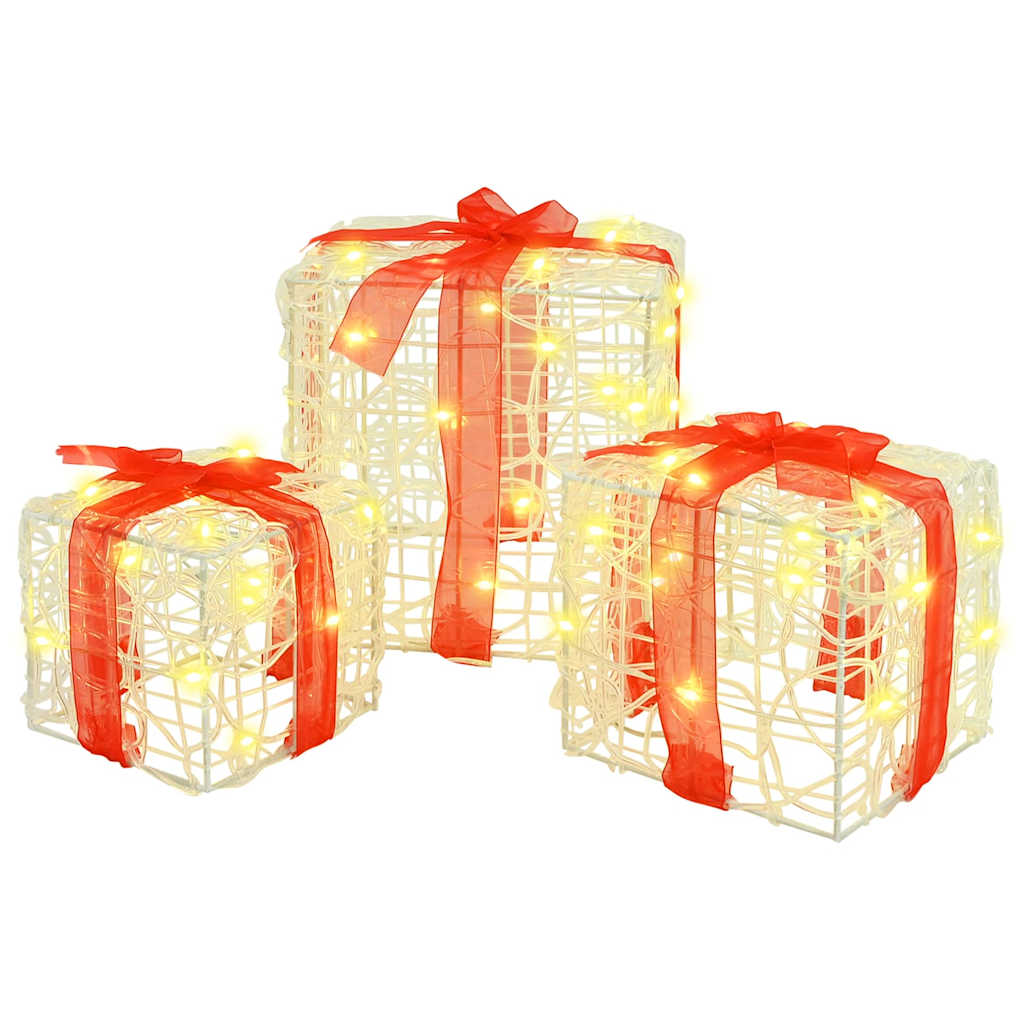 Vidaxxl coffret cadeau avec 60 LED 3 pcs blanc chaud 20 x 20 x 20 cm acrylique