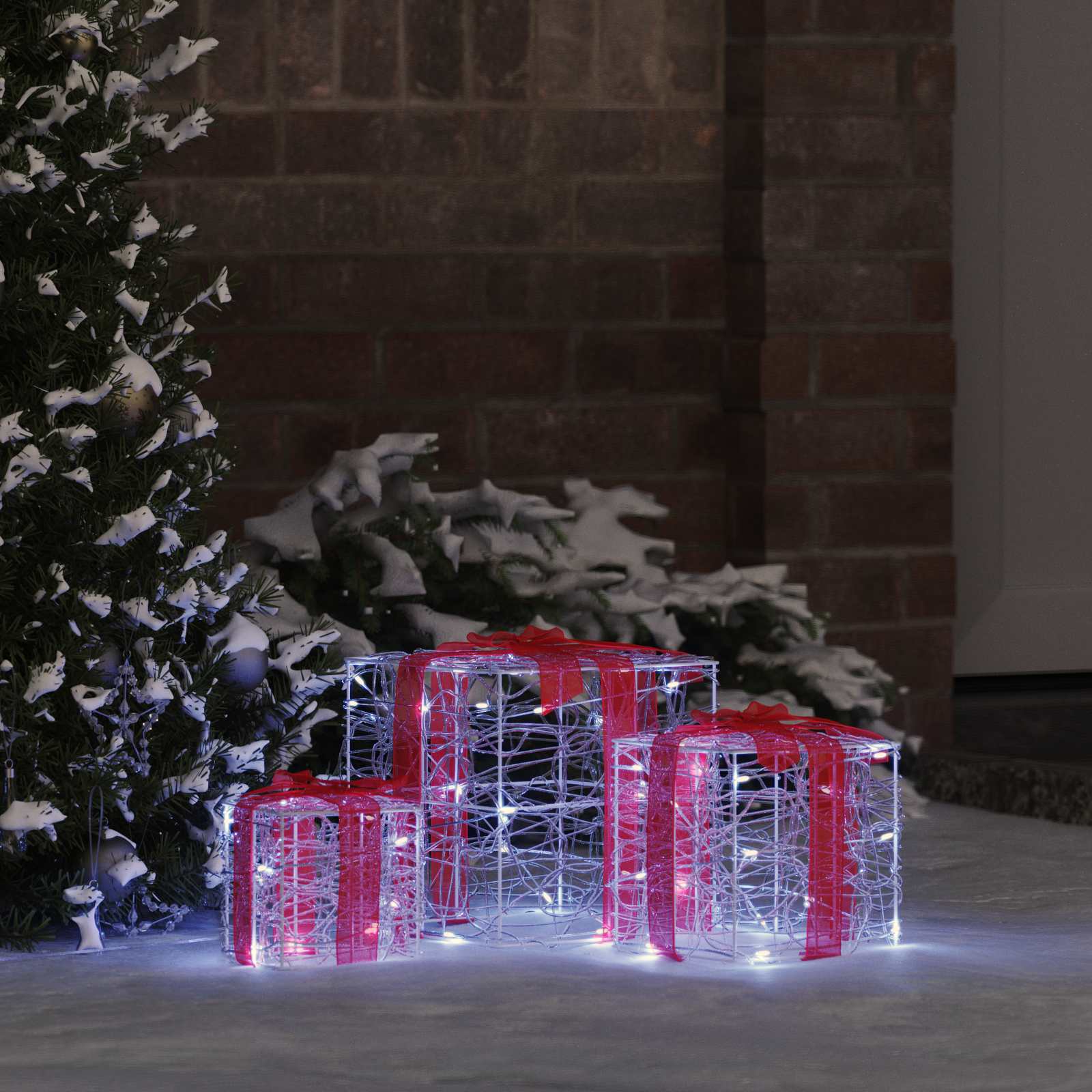 Vidaxxl coffret cadeau avec 60 LED 3 pcs blanc froid 20 x 20 x 20 cm acrylique