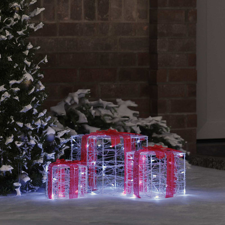 Vidaxxl coffret cadeau avec 60 LED 3 pcs blanc froid 20 x 20 x 20 cm acrylique
