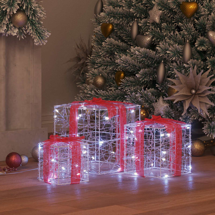Vidaxxl coffret cadeau avec 60 LED 3 pcs blanc froid 20 x 20 x 20 cm acrylique