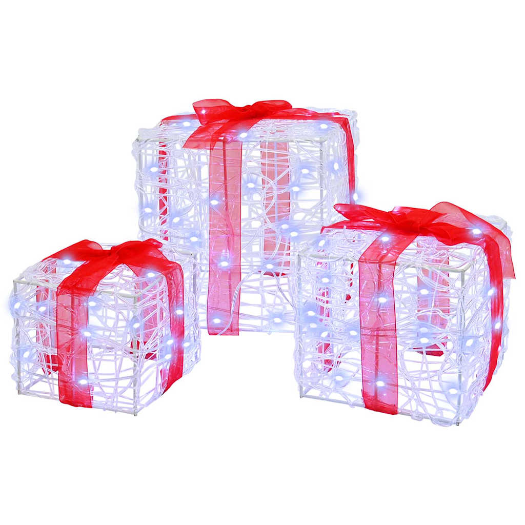 Vidaxxl coffret cadeau avec 60 LED 3 pcs blanc froid 20 x 20 x 20 cm acrylique