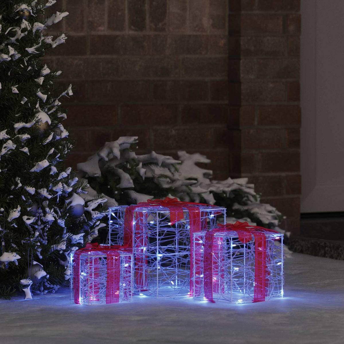 Vidaxxl coffret cadeau avec 60 LED 3 pcs bleu 20 x 20 x 20 cm acrylique
