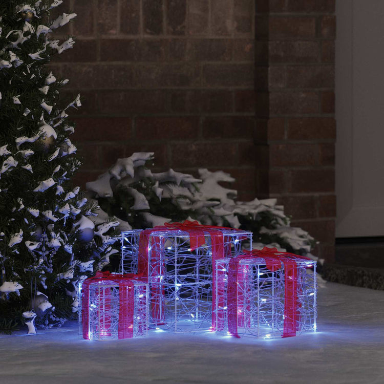 Vidaxxl coffret cadeau avec 60 LED 3 pcs bleu 20 x 20 x 20 cm acrylique