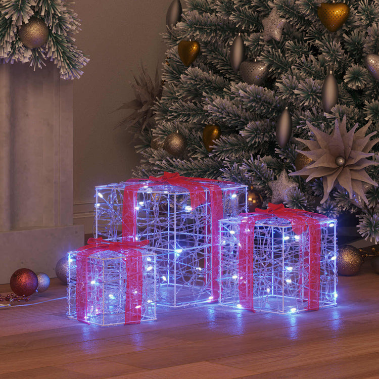 Vidaxxl coffret cadeau avec 60 LED 3 pcs bleu 20 x 20 x 20 cm acrylique