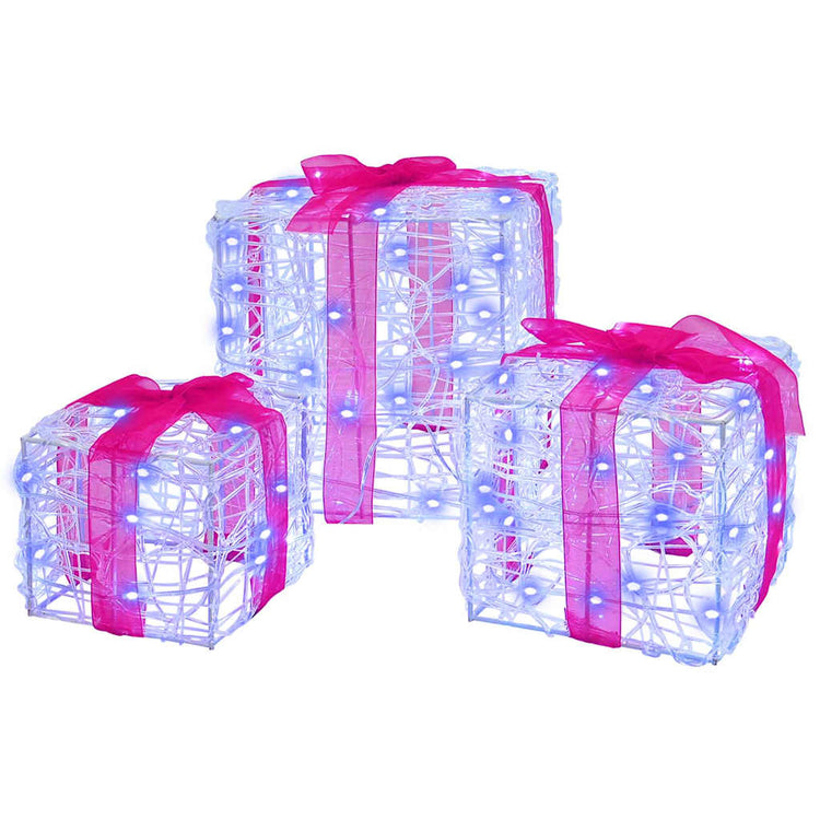 Vidaxxl coffret cadeau avec 60 LED 3 pcs bleu 20 x 20 x 20 cm acrylique