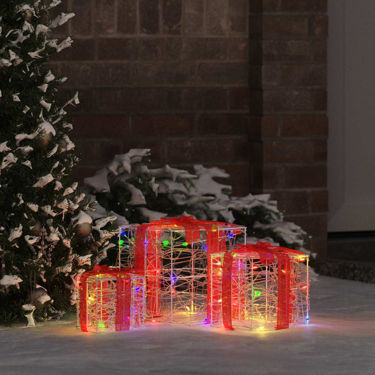 Vidaxxl coffret cadeau avec 60 LED 3 pcs multicolore 20 x 20 x 20 cm acrylique