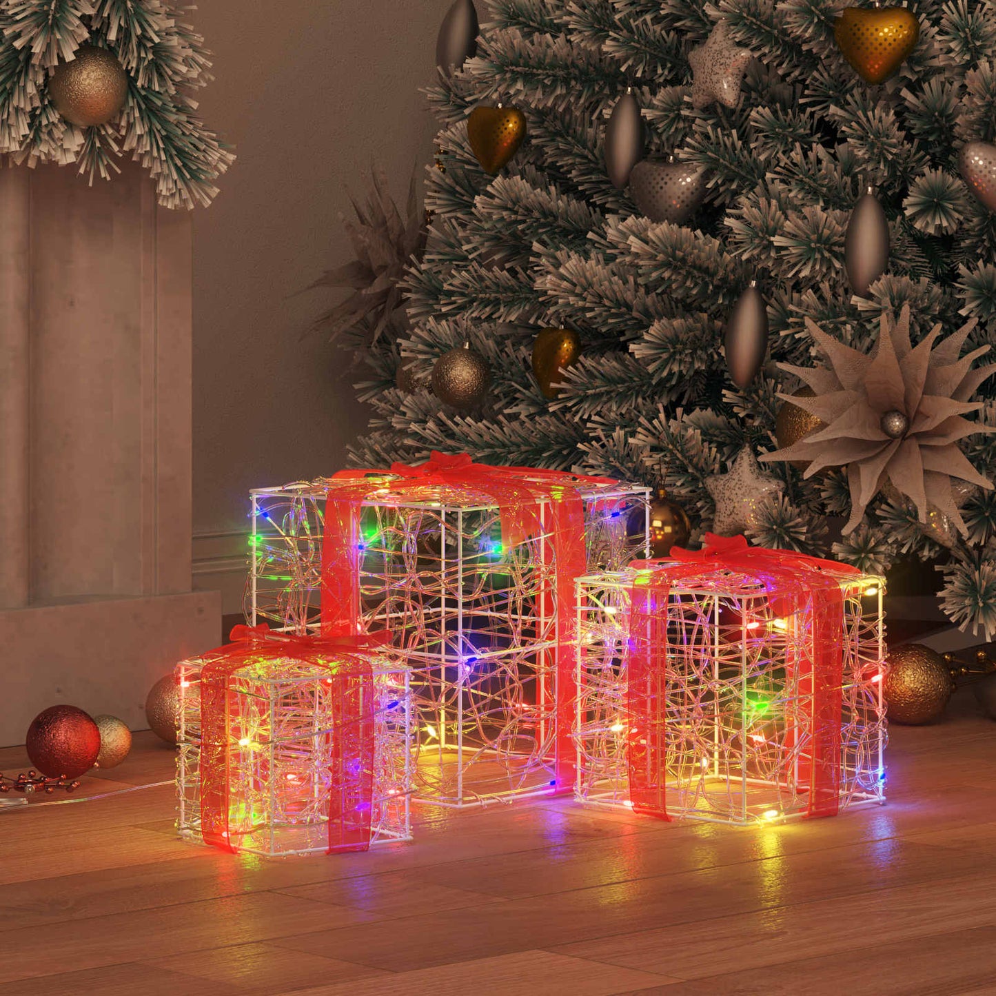 Vidaxxl coffret cadeau avec 60 LED 3 pcs multicolore 20 x 20 x 20 cm acrylique
