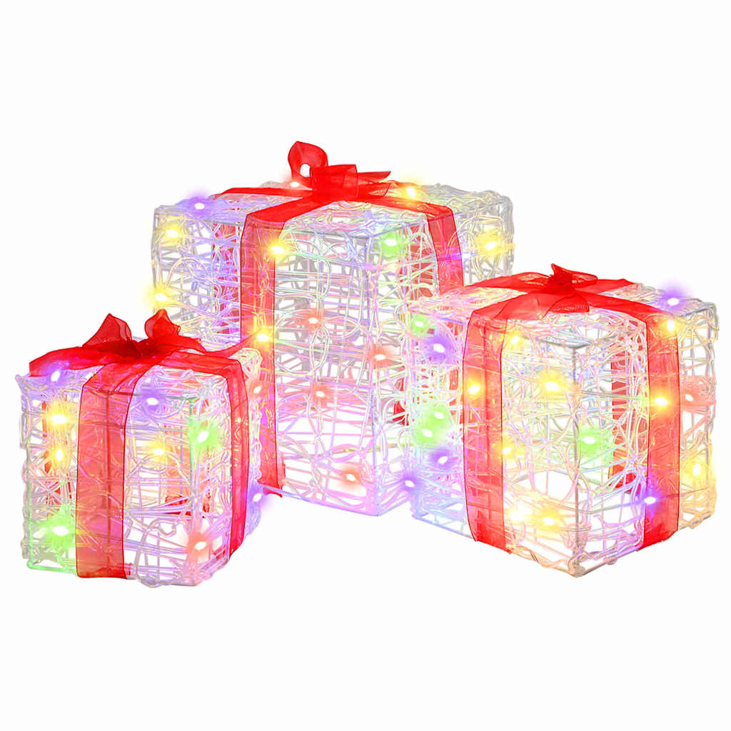 Vidaxxl coffret cadeau avec 60 LED 3 pcs multicolore 20 x 20 x 20 cm acrylique