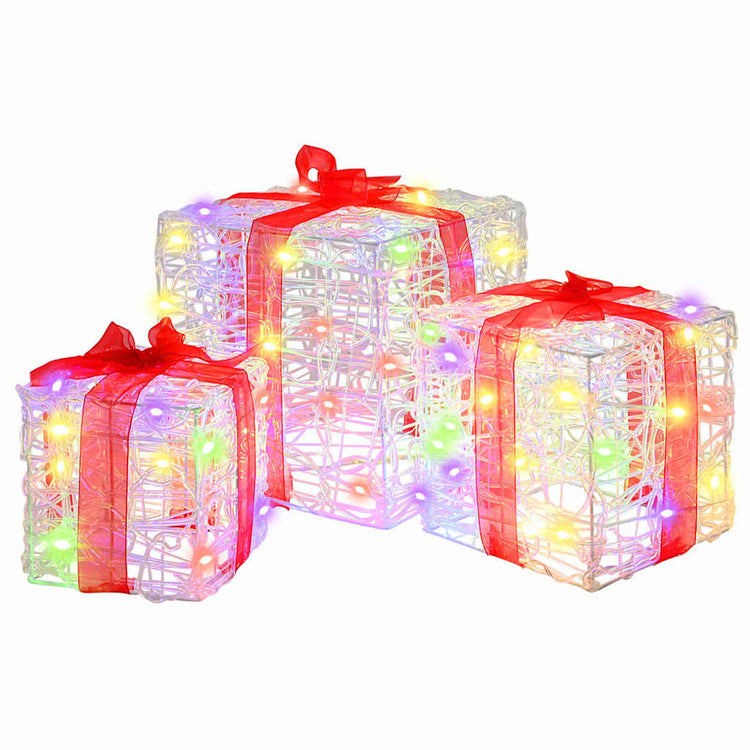 Vidaxxl coffret cadeau avec 60 LED 3 pcs multicolore 20 x 20 x 20 cm acrylique