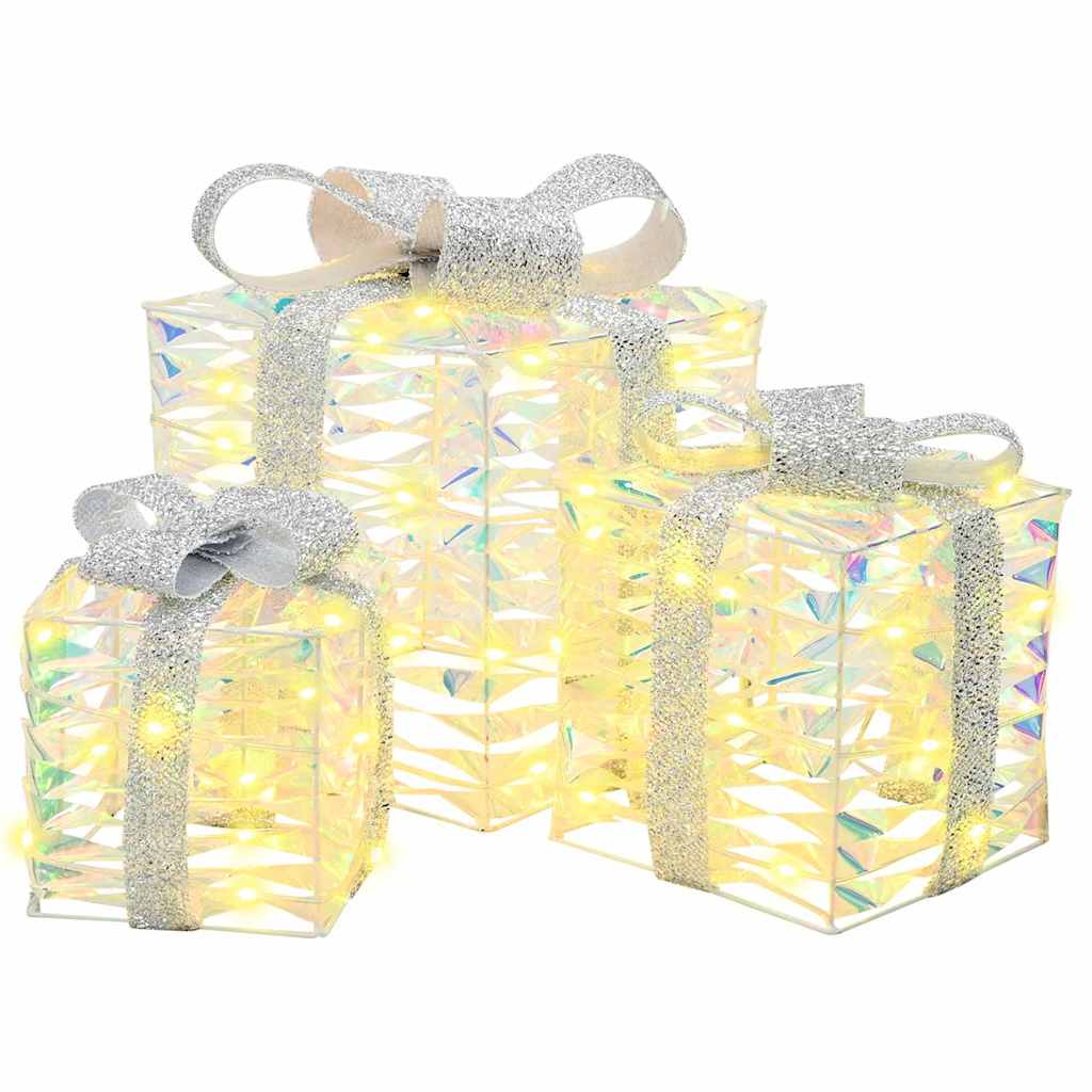 Vidaxxl coffret cadeau avec 60 LED 3 pcs blanc chaud 20 x 20 x 20 cm capuchon