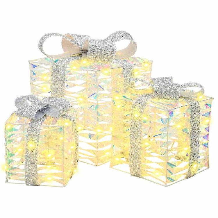 Vidaxxl coffret cadeau avec 60 LED 3 pcs blanc chaud 20 x 20 x 20 cm capuchon