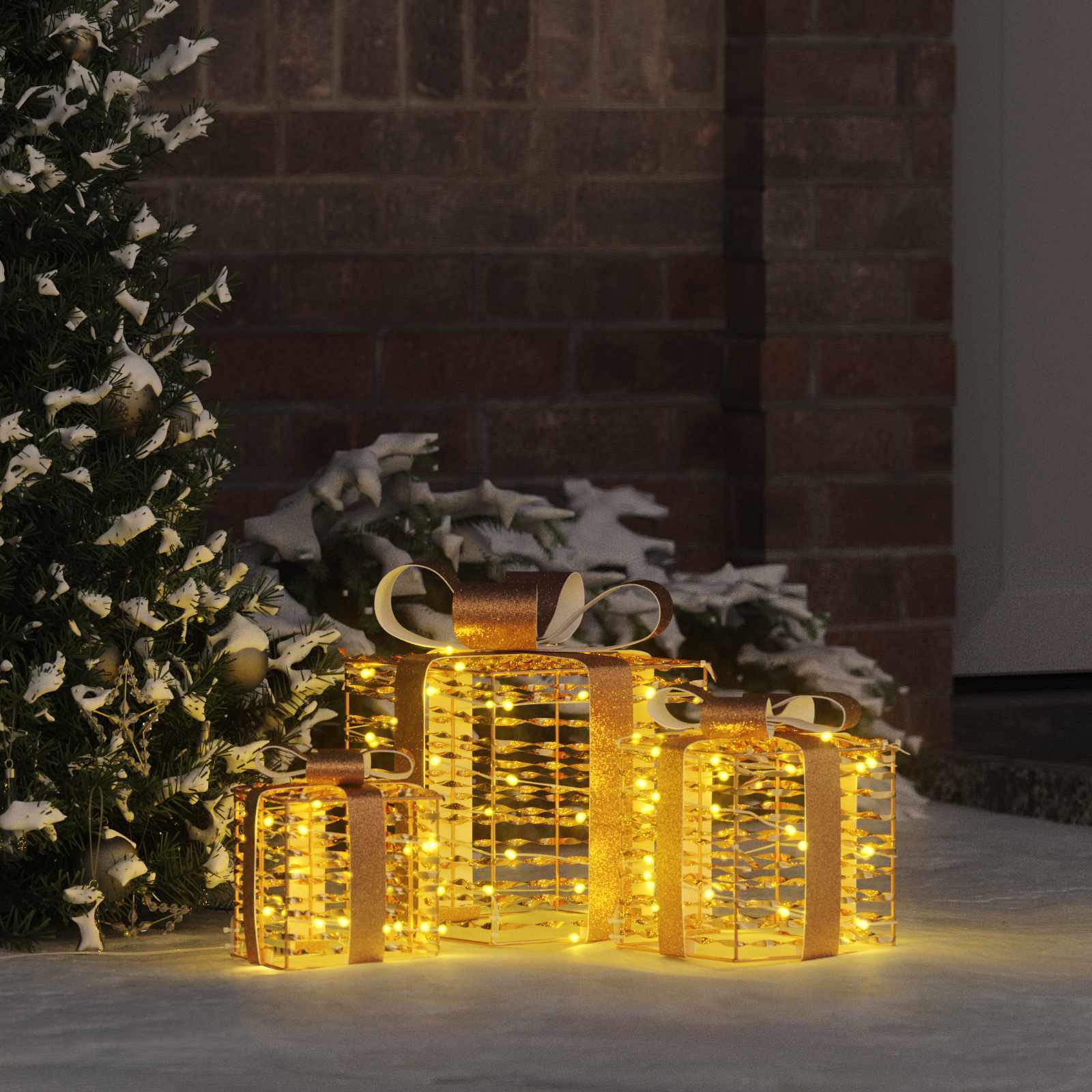Vidaxxl coffret cadeau avec 60 LED 3 pcs blanc chaud 20 x 20 x 20 cm capuchon