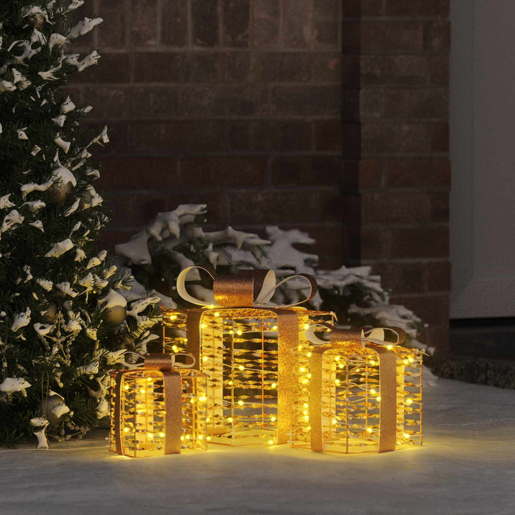 Vidaxxl coffret cadeau avec 60 LED 3 pcs blanc chaud 20 x 20 x 20 cm capuchon