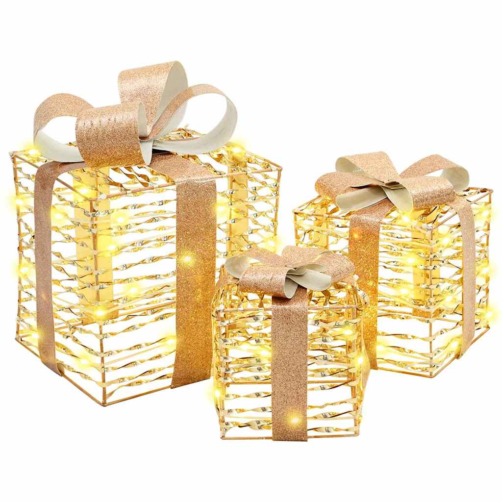 Vidaxxl coffret cadeau avec 60 LED 3 pcs blanc chaud 20 x 20 x 20 cm capuchon