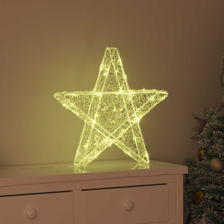 VidaXL étoile 3D avec 50 LED blanc chaud 55 x 53,5 x 10 cm acrylique