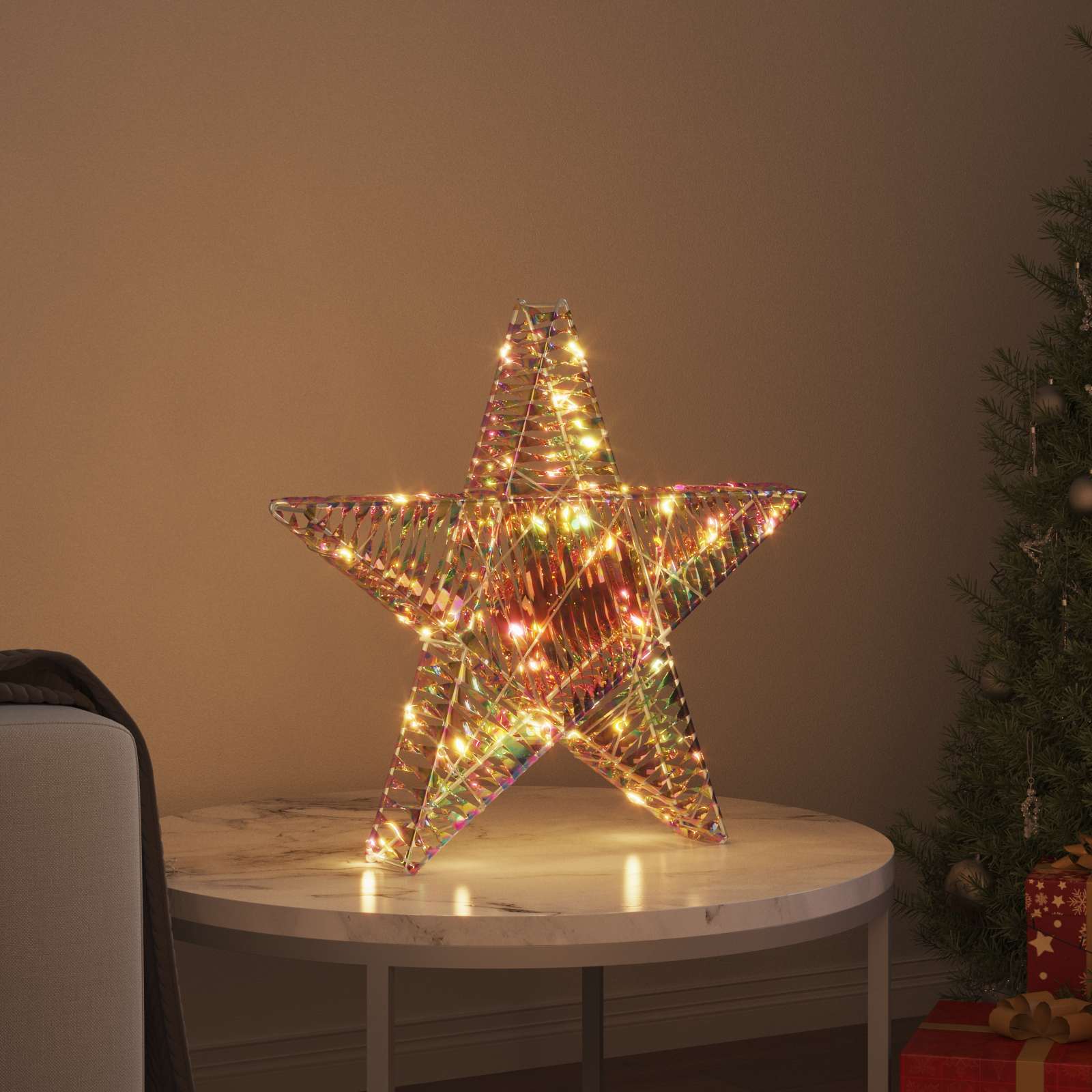 VidaXL étoile 3D avec 50 LED blanc chaud 55 x 52,5 x 9 cm capuchon