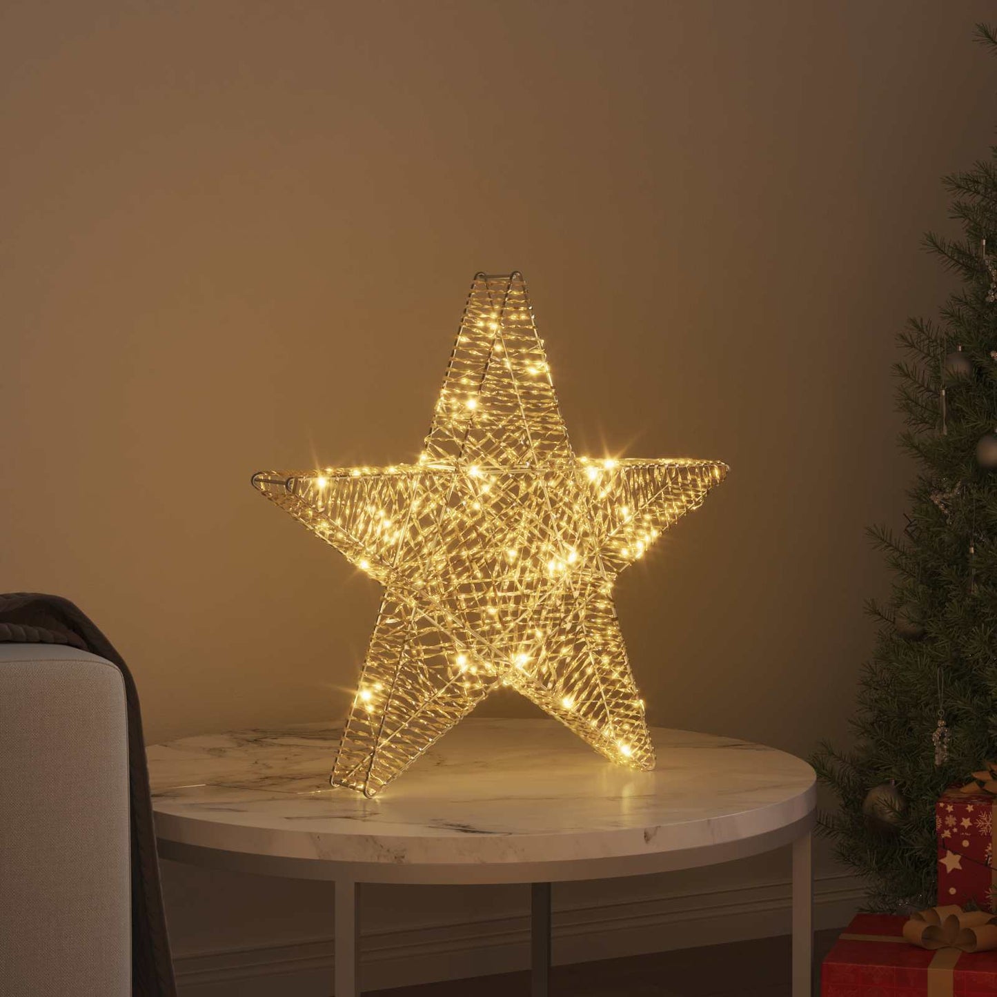 VidaXL étoile 3D avec 50 LED blanc chaud 55 x 52,5 x 9 cm capuchon