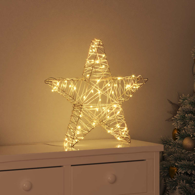 VidaXL étoile 3D avec 50 LED blanc chaud 55 x 52,5 x 9 cm rotin