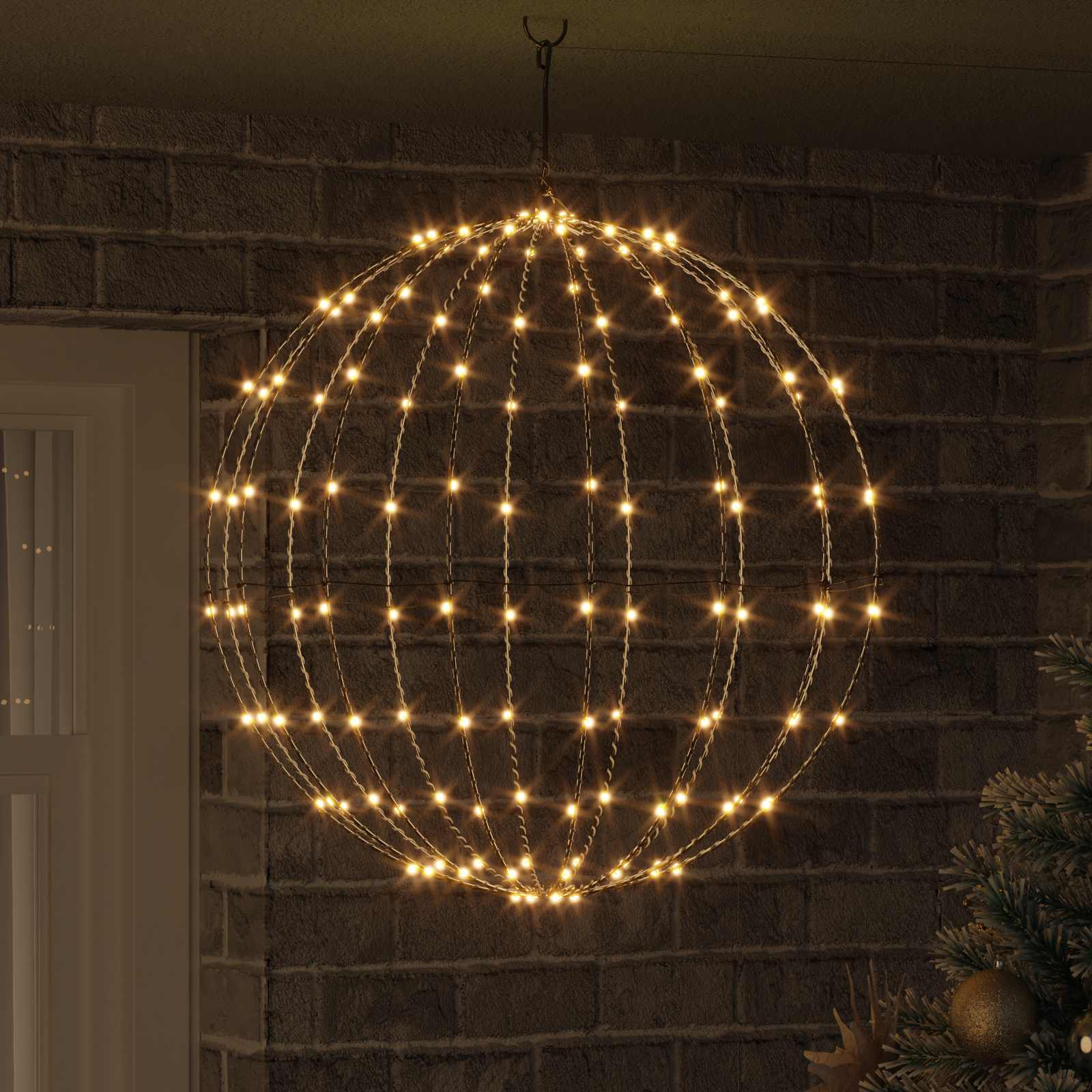 Vidaxxl boule avec 192 LED blanc chaud 59,5 x 59,5 x 63 cm métal