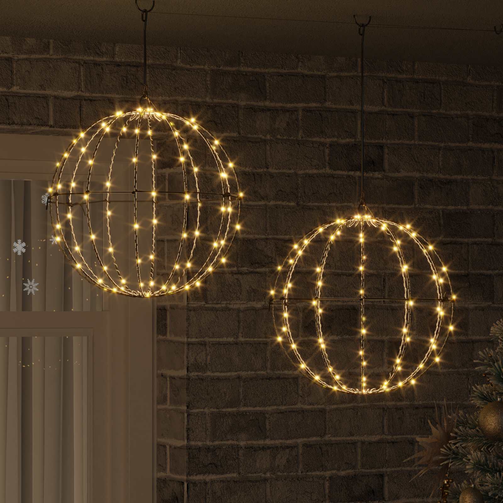 Vidaxxl boule avec 192 LED 2 pcs blanc chaud 40 x 40 x 43,5 cm métal