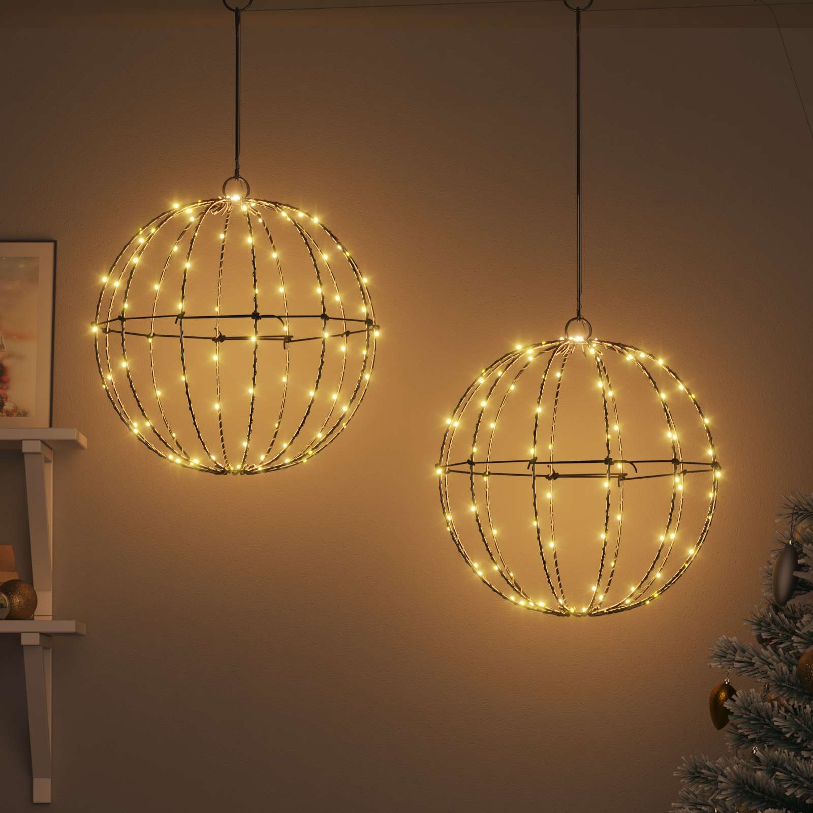 Vidaxxl boule avec 192 LED 2 pcs blanc chaud 40 x 40 x 43,5 cm métal