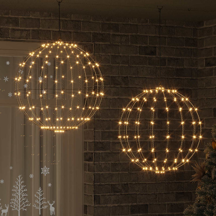 Vidaxxl boule avec 384 LED 2 pcs blanc chaud 59,5 x 59,5 x 63 cm métal