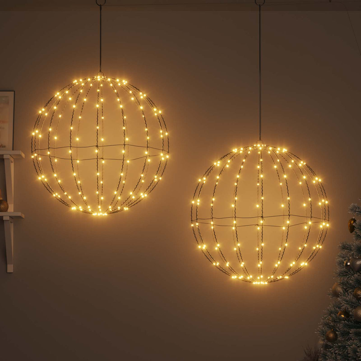 Vidaxxl boule avec 384 LED 2 pcs blanc chaud 59,5 x 59,5 x 63 cm métal