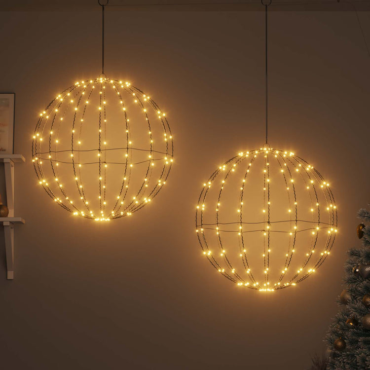 Vidaxxl boule avec 384 LED 2 pcs blanc chaud 59,5 x 59,5 x 63 cm métal