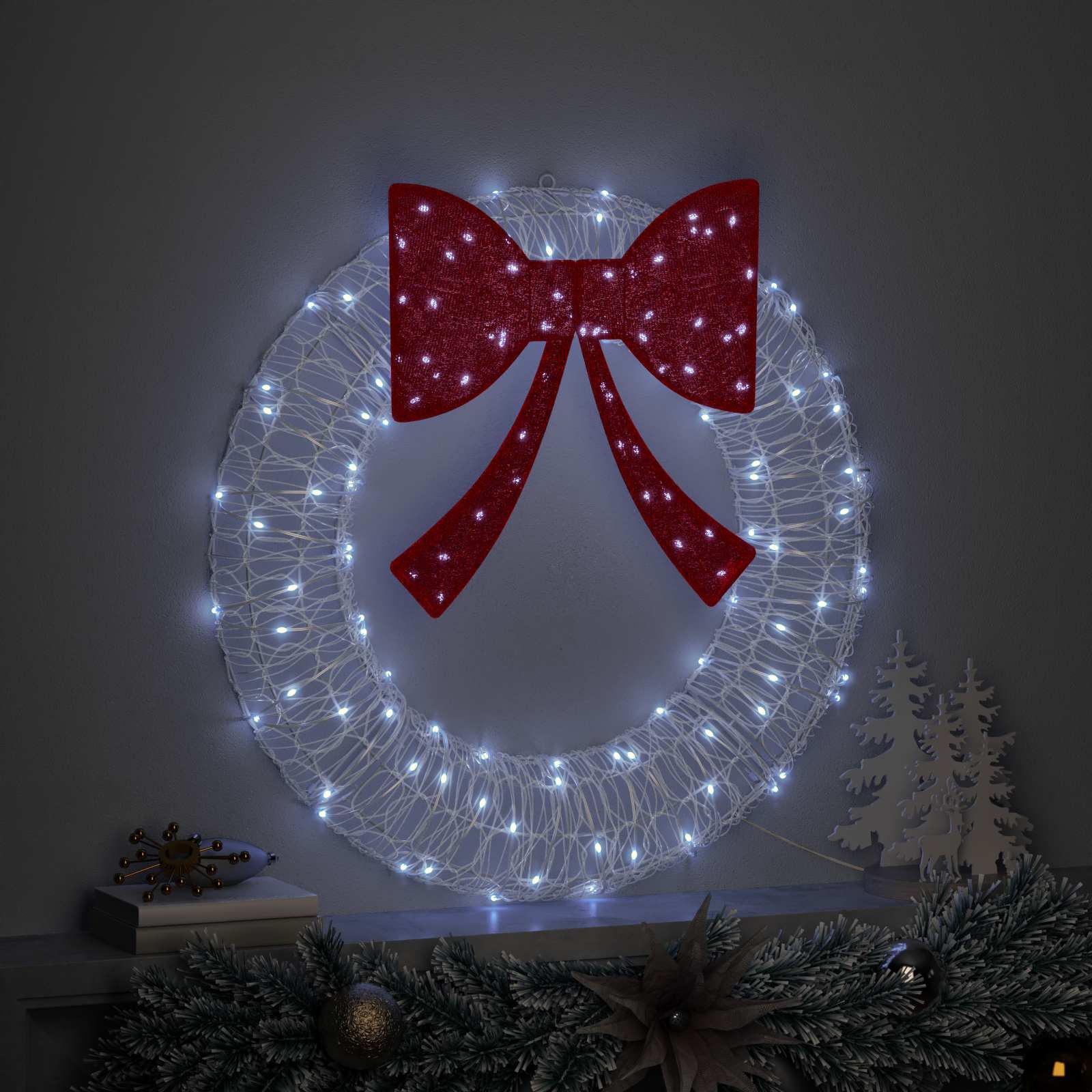 Couronne Vidaxx avec 60 LED blanc froid 76 x 76 x 8,5 cm acrylique
