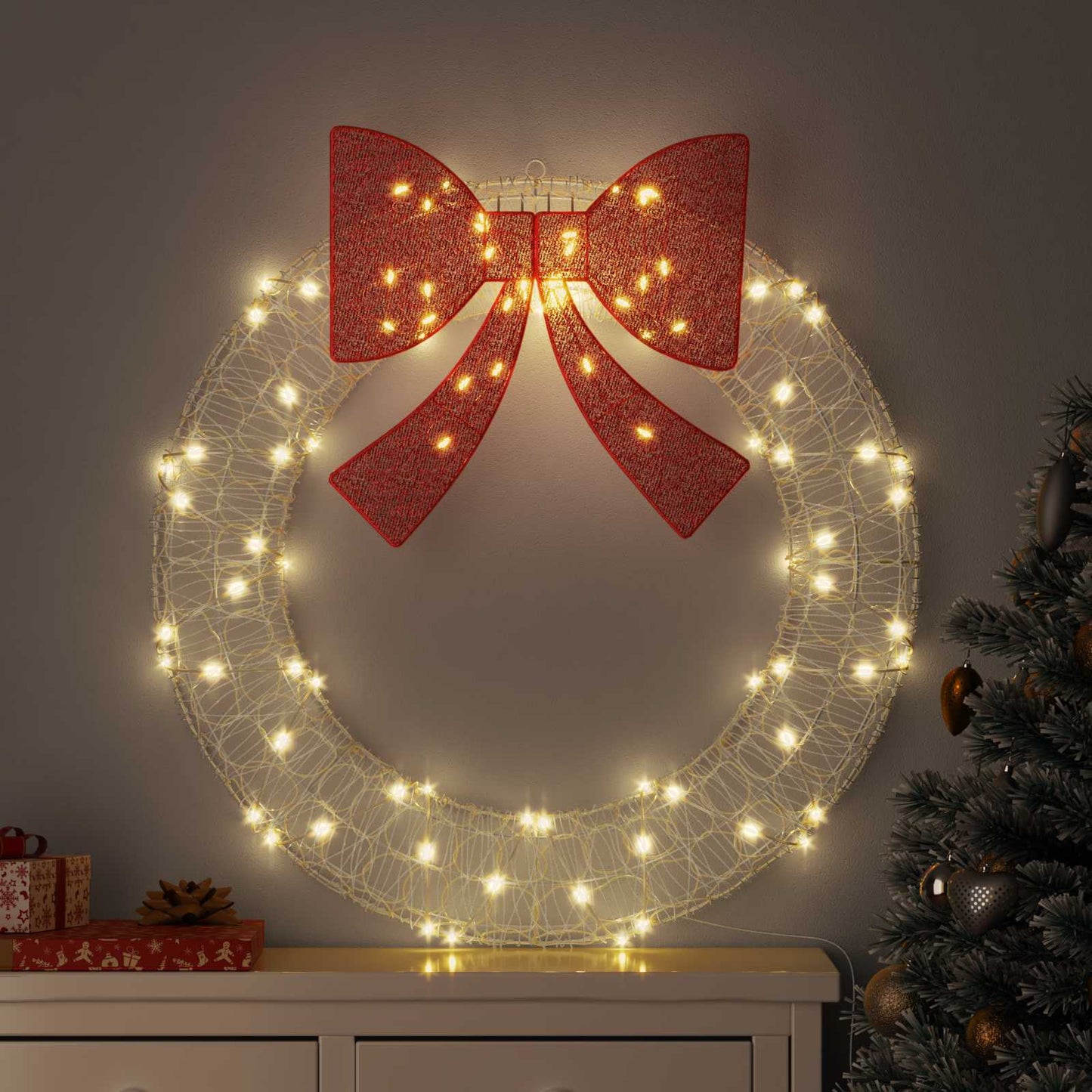 Couronne Vidaxx avec 80 LED blanc chaud 92 x 92 x 9,5 cm acrylique