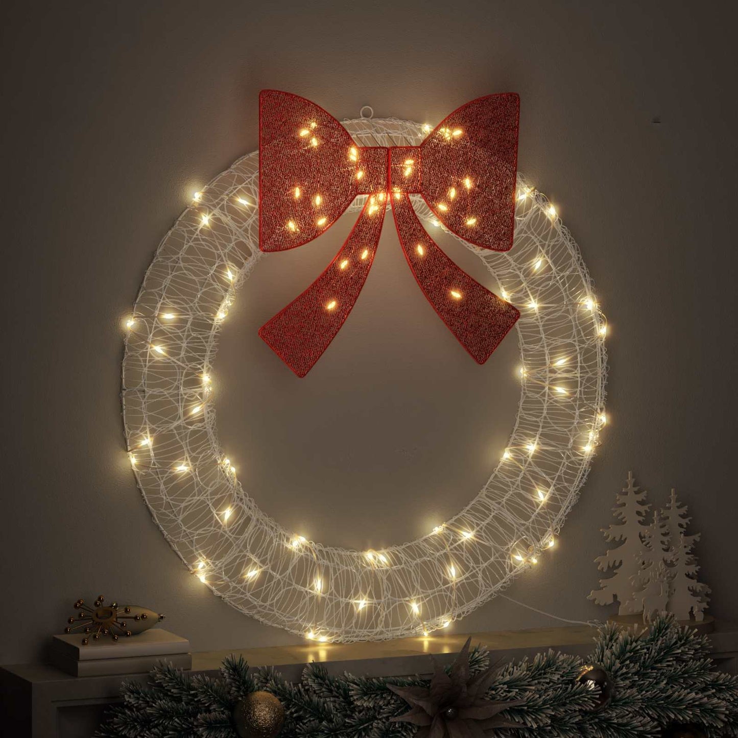 Couronne Vidaxx avec 80 LED blanc chaud 92 x 92 x 9,5 cm acrylique