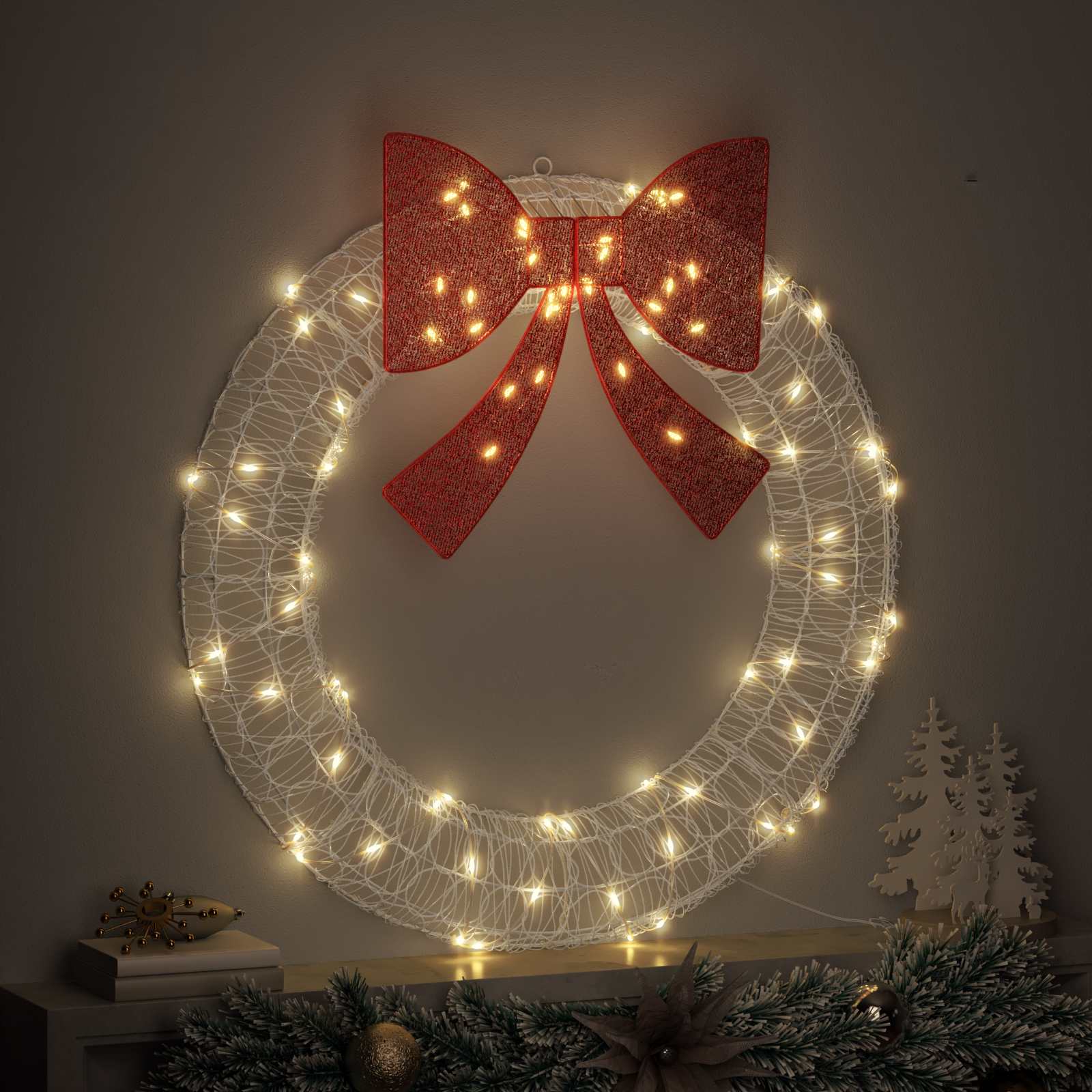 Couronne Vidaxx avec 80 LED blanc chaud 92 x 92 x 9,5 cm acrylique