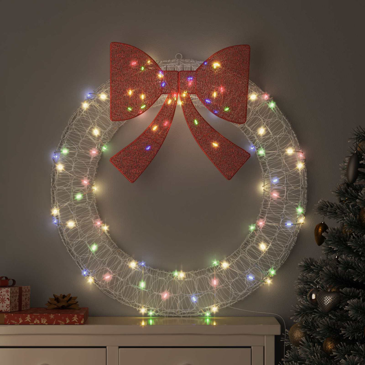Couronne Vidaxx avec 80 LED multicolores 92 x 92 x 9,5 cm acrylique