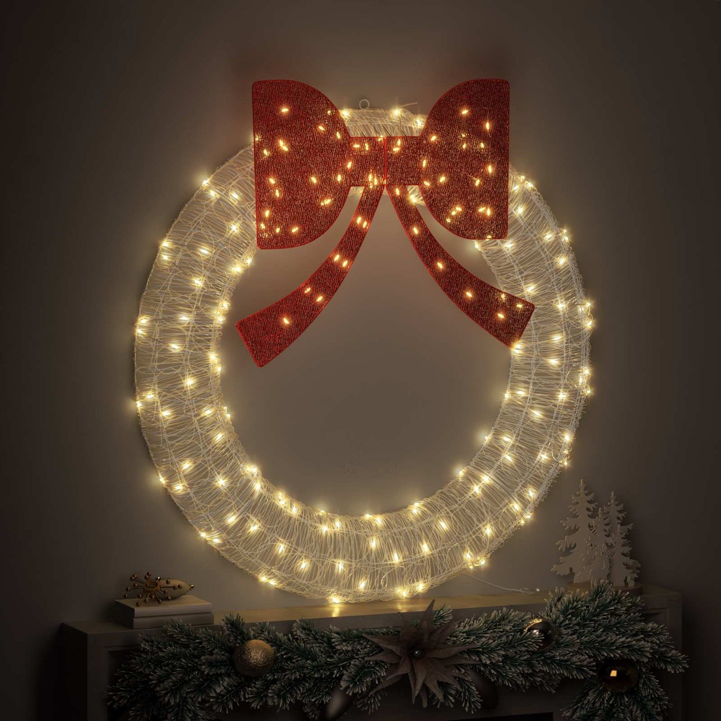 Couronne Vidaxx avec 150 LED blanc chaud 120 cm acrylique