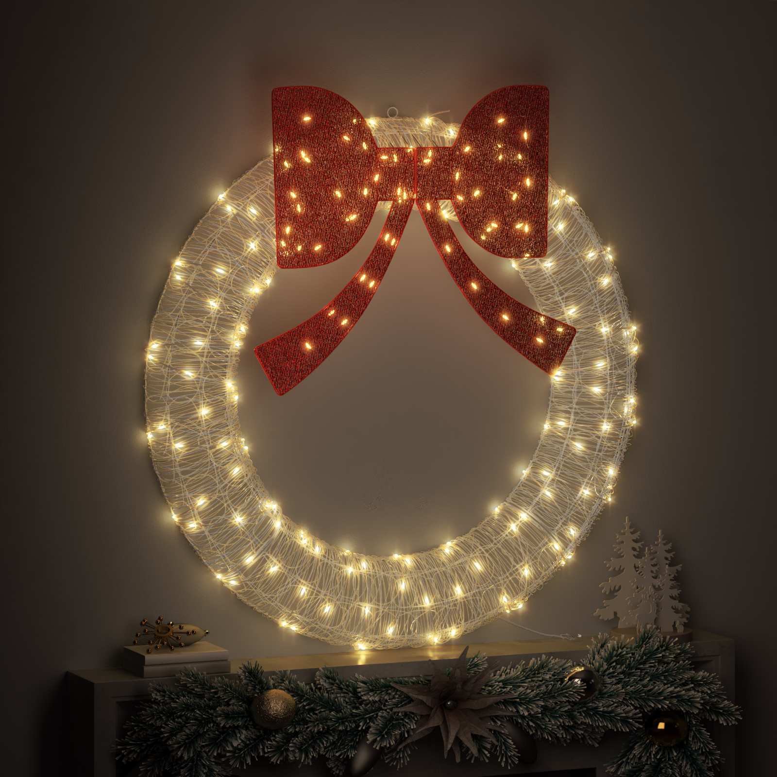 Couronne Vidaxx avec 150 LED blanc chaud 120 cm acrylique