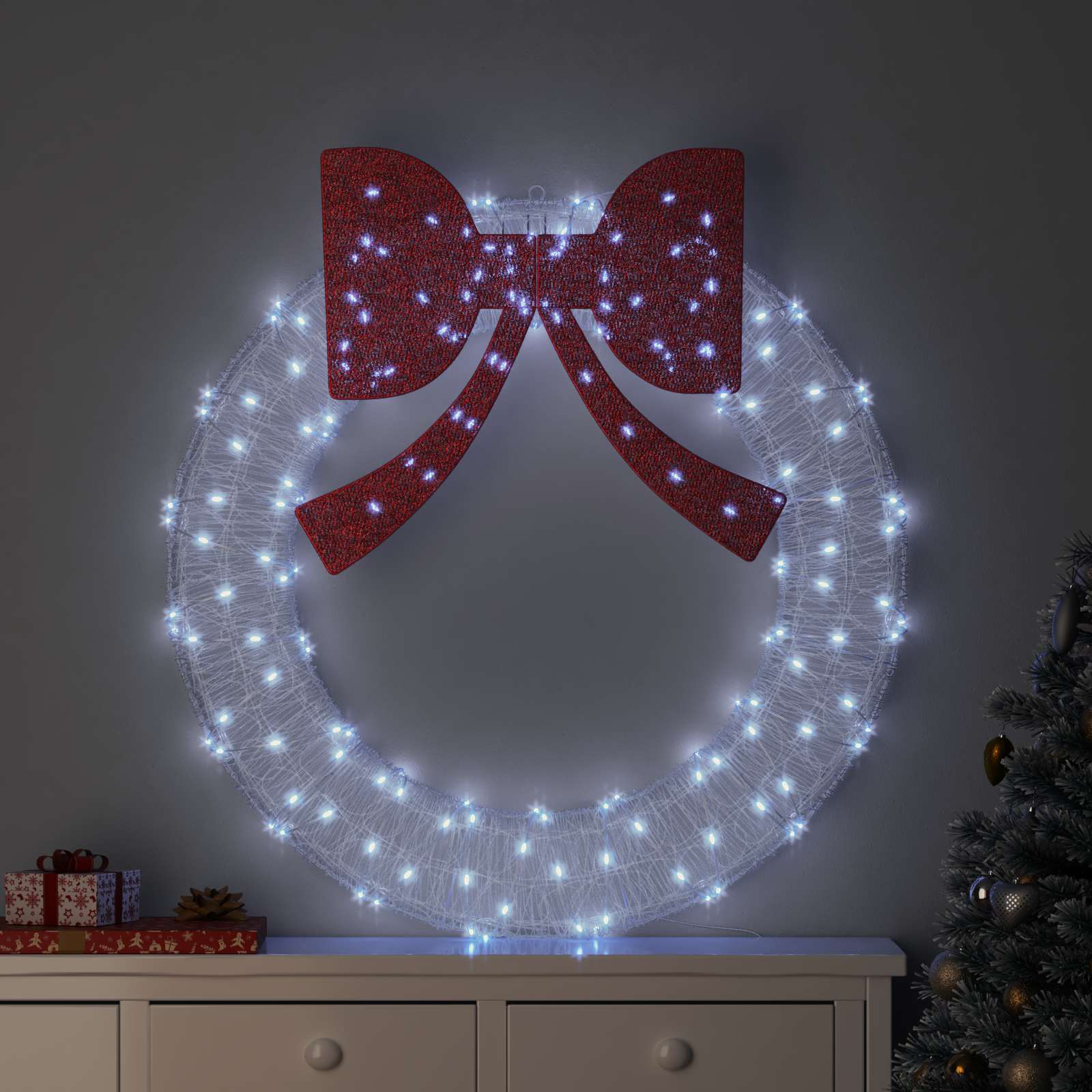Couronne Vidaxx avec 150 LED blanc froid 120 cm acrylique