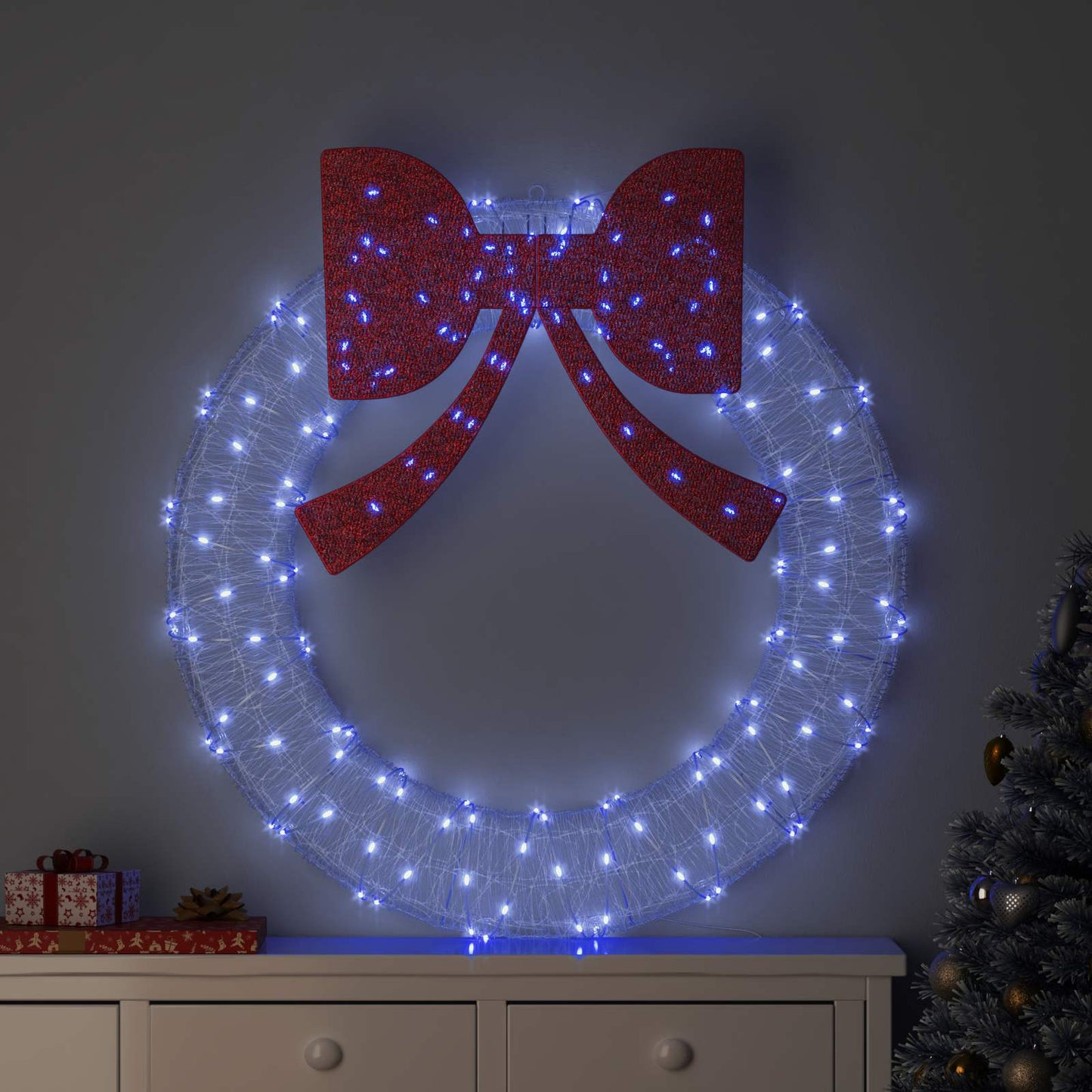 Couronne Vidaxx avec 150 LED bleu 120 cm acrylique