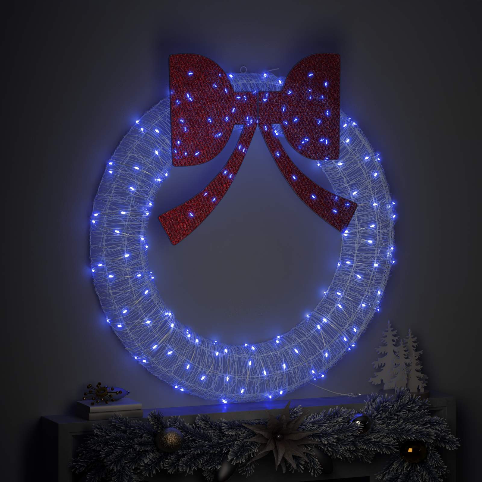 Couronne Vidaxx avec 150 LED bleu 120 cm acrylique