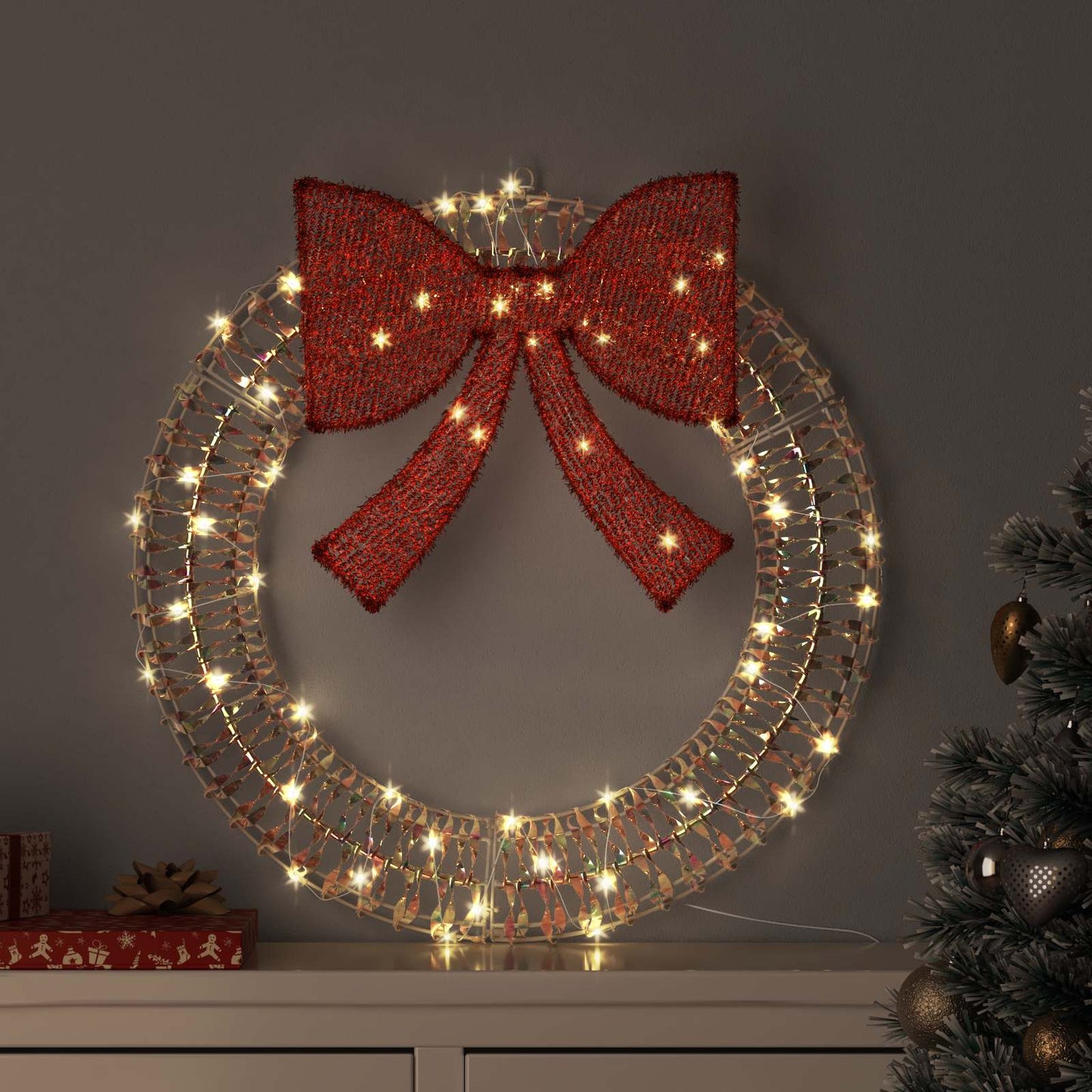Couronne Vidaxx avec 60 LED blanc chaud 76 x 76 x 8 cm animal