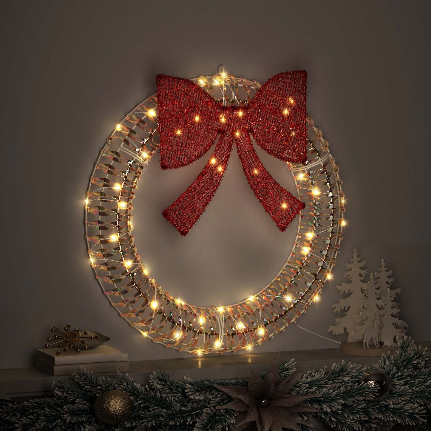Couronne Vidaxx avec 60 LED blanc chaud 76 x 76 x 8 cm animal