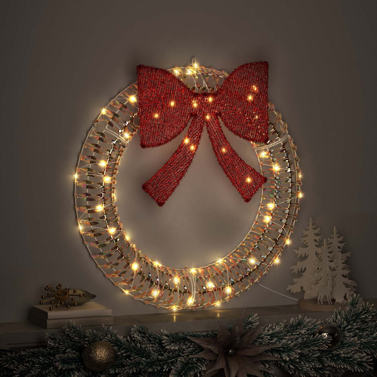 Couronne Vidaxx avec 60 LED blanc chaud 76 x 76 x 8 cm animal