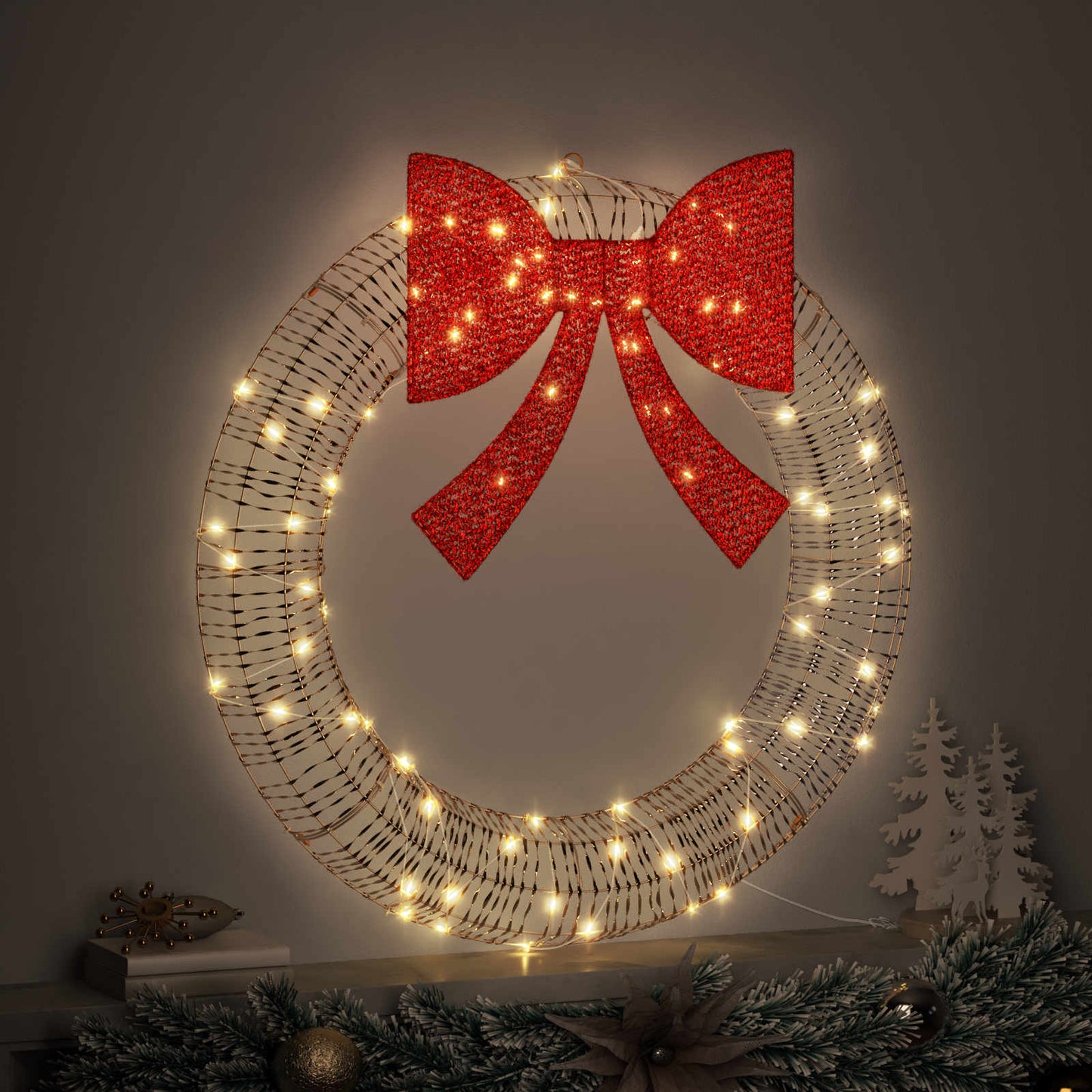 Couronne Vidaxx avec 60 LED blanc chaud 76 x 76 x 8 cm animal