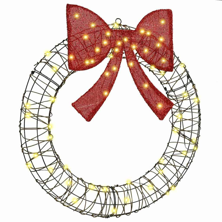 Couronne Vidaxx avec 60 LED blanc chaud 76 x 76 x 8 cm rotin