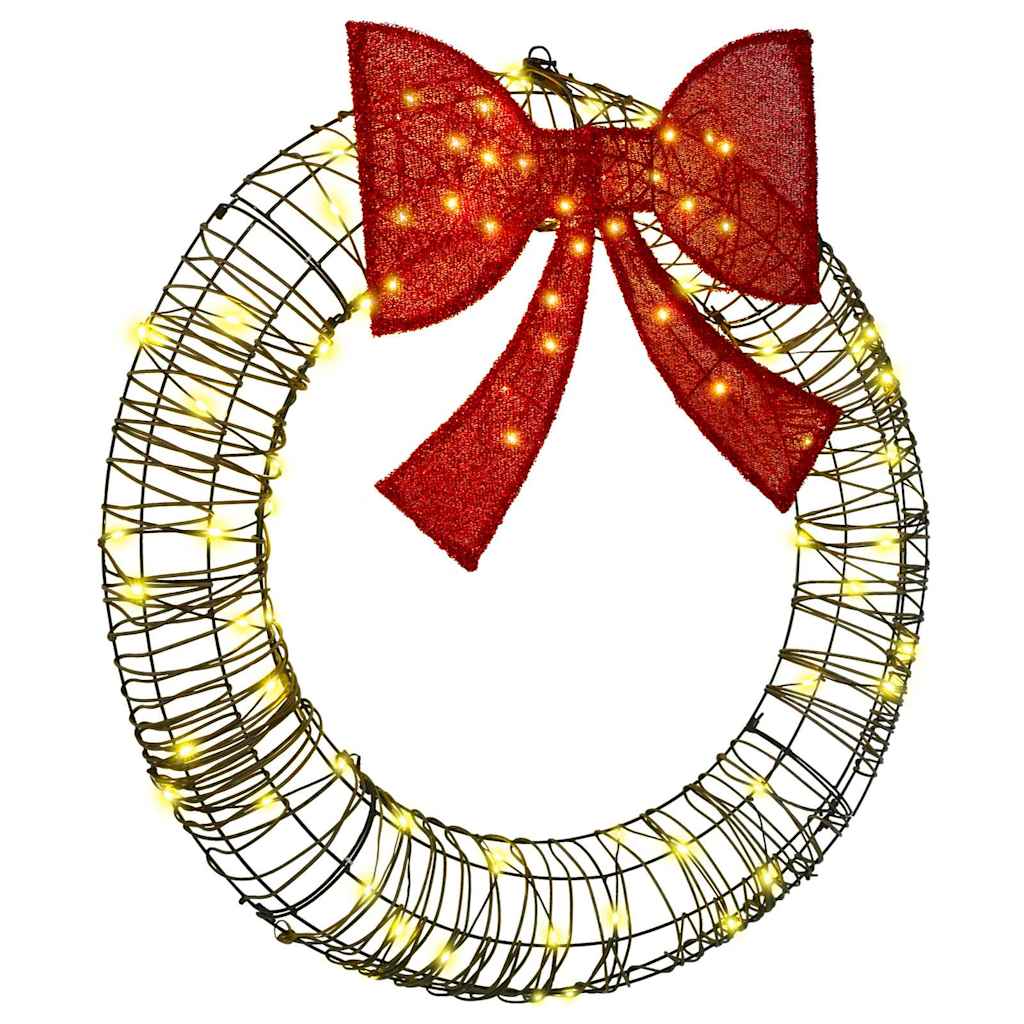 Couronne Vidaxx avec 80 LED blanc chaud 91 x 91 x 9 cm rotin